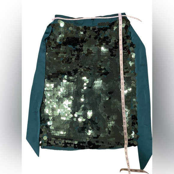 J.Crew Bristol Skirt Paillette Pencil Sequin Satin Bow Emerald Skirt Size 10 NWT - Picture 4 of 11